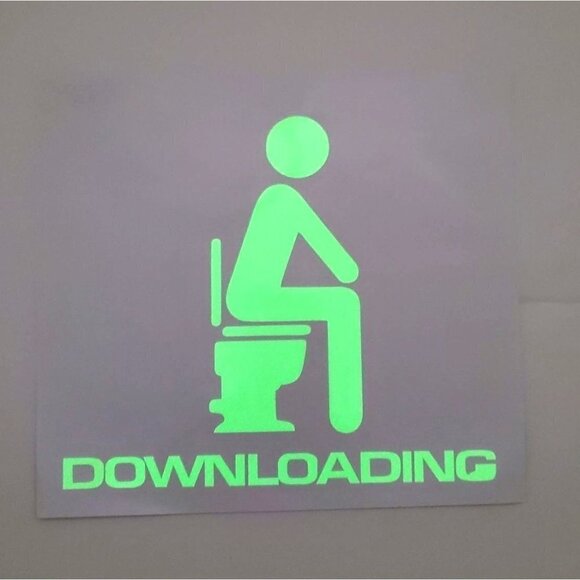 Glow in the Dark Downloading Toilet Wall Decal - Picture 1 of 3